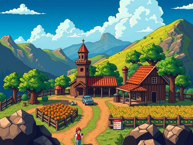 Stardew Valley Expanded Frontier Farm का दृश्य