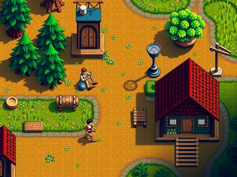 Stardew Valley Expanded Mod द्वारा विस्तारित गाँव और नए स्थानों का दृश्य