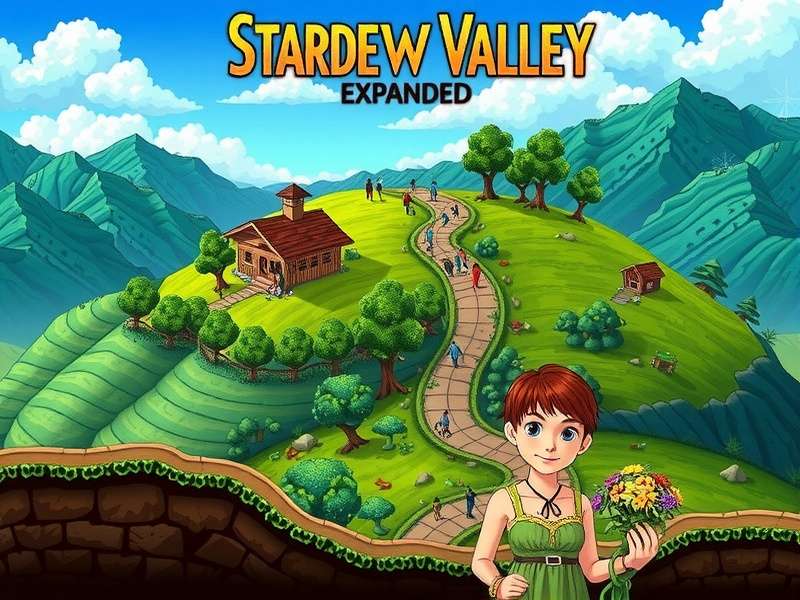 Stardew Valley Expanded गेमप्ले स्क्रीनशॉट, नए क्षेत्र और किरदार दिखाते हुए