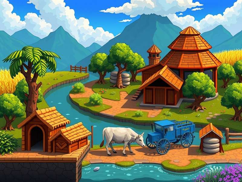 स्टारड्यू वैली विस्तारित मॉड में दादाजी के फार्म का दृश्य