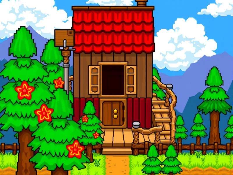 स्टारड्यू वैली में पाम की ट्रैलर का बाहरी दृश्य, जहाँ पेनी रहती है