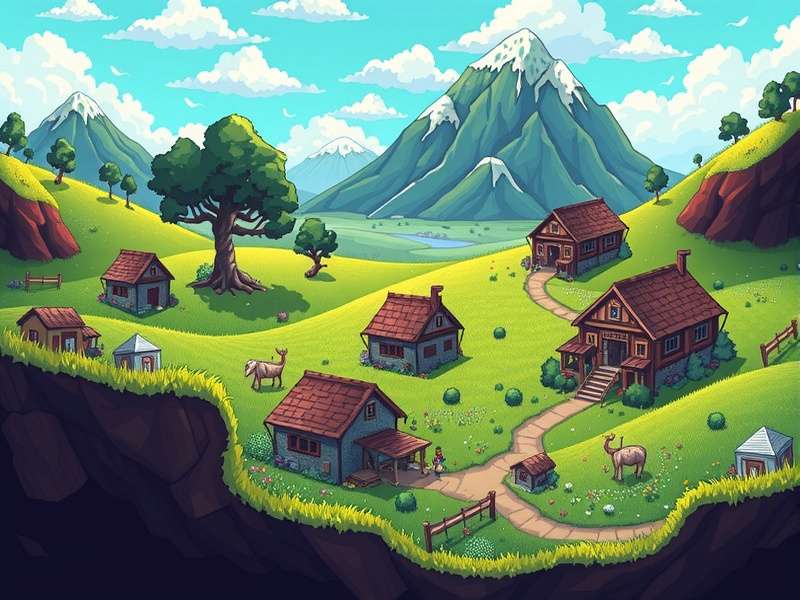 Grampleton Fields का पैनोरमिक दृश्य, हरे-भरे खेत और दूर पहाड़ दिखाते हुए