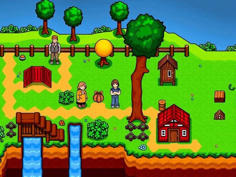 Stardew Valley modded farm with custom buildings and characters