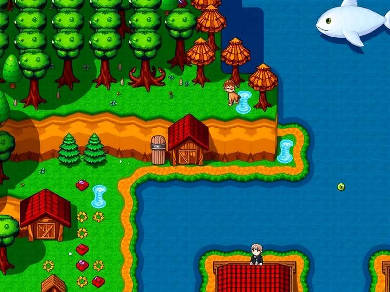 Sturgeon fishing location at the Mountain Lake near the Mines in Stardew Valley