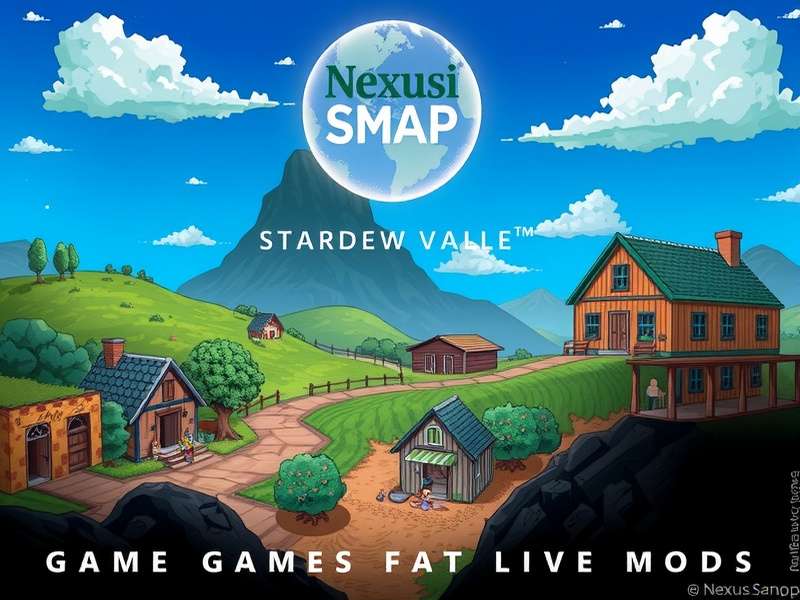 Stardew Valley modded farm landscape with custom buildings and crops