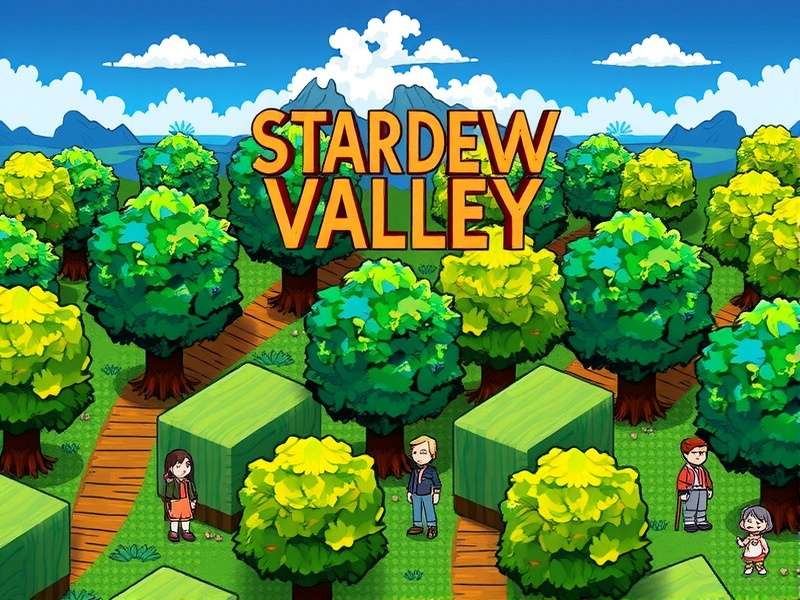 Stardew Valley farm with crops and buildings