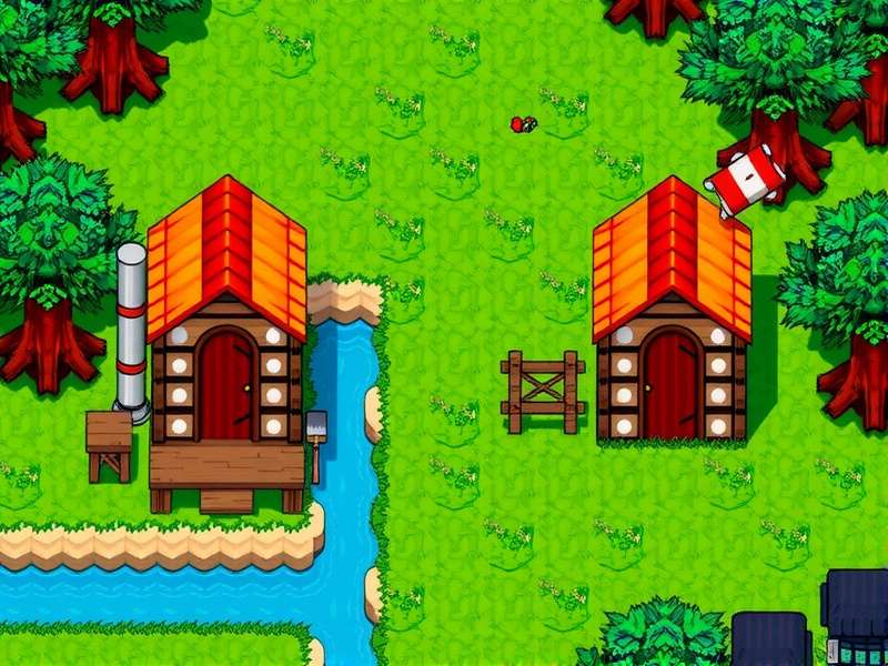 Four players working together on a vibrant Stardew Valley farm, showcasing crop diversity and farm layout