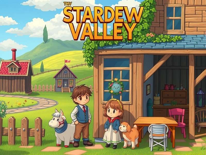 Abigail from Stardew Valley with purple hair, holding a sword.