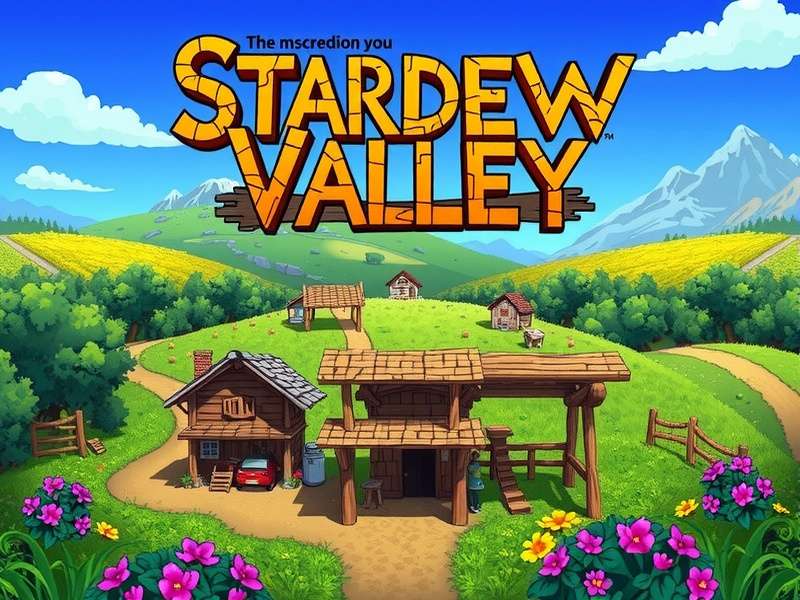 A lush, thriving farm in Stardew Valley with crops and animals
