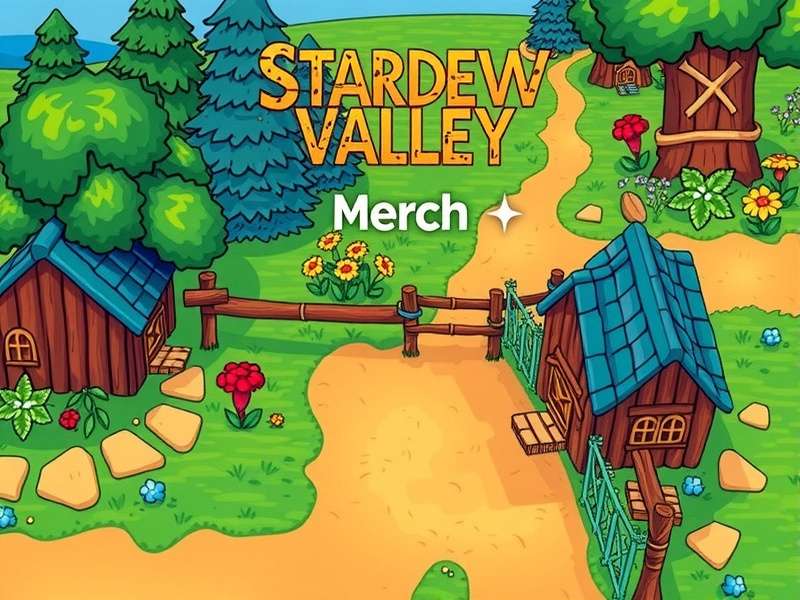 Collection of Stardew Valley merchandise including plushies, pins, and apparel