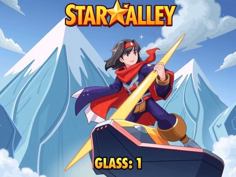 A panoramic view of Stardew Valley with lush fields, mountains, and the town in the distance