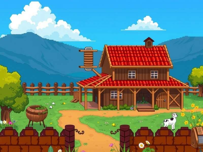 Interior of a fully upgraded Deluxe Barn in Stardew Valley with cows and goats