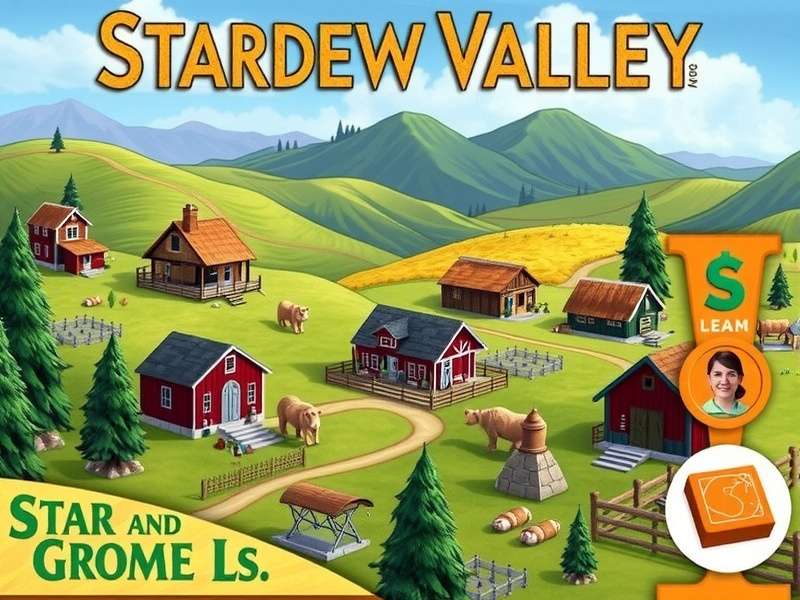 Stardew Valley Board Game setup with cards, tokens, and farming tiles on a wooden table