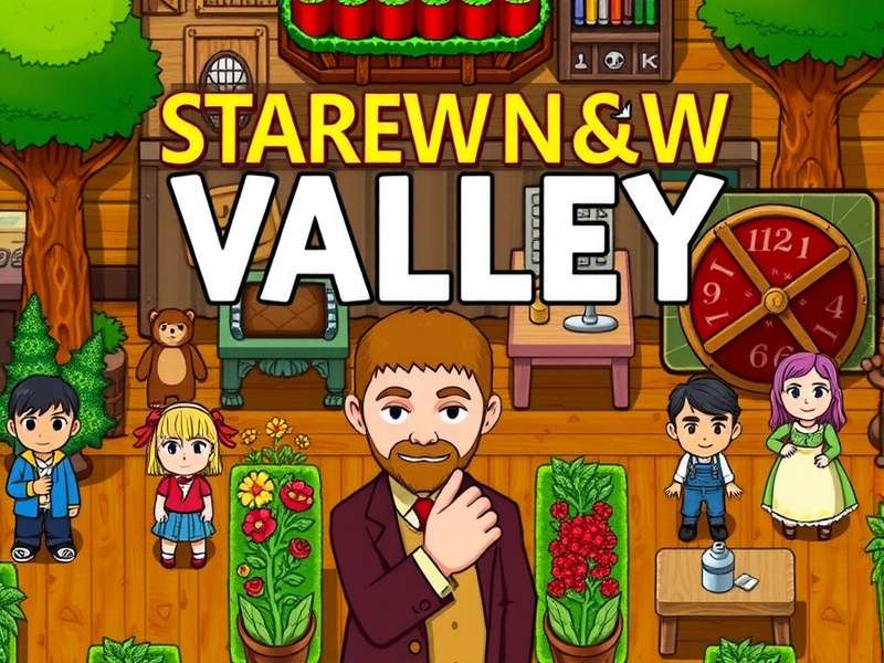 Stardew Valley Updates List banner showing game characters and patch notes