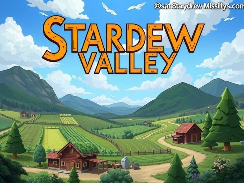Stardew Valley gameplay screenshot showing Pelican Town farm and community center