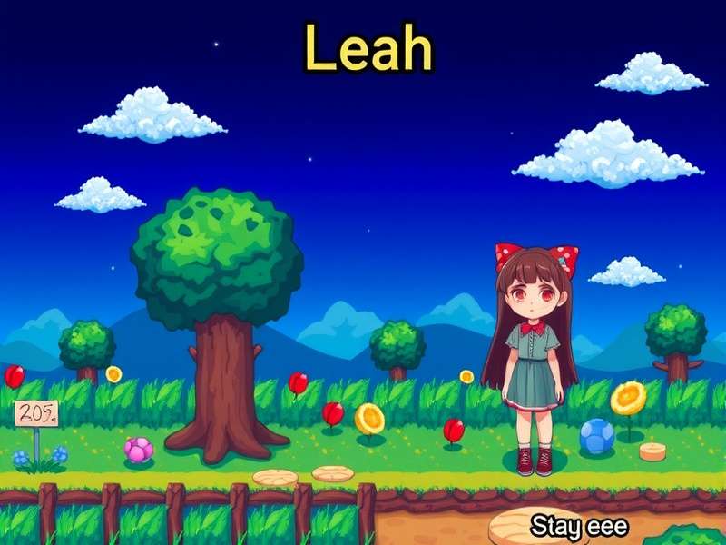 Stardew Valley Leah sitting in her wooden cottage with sculptures and nature around her