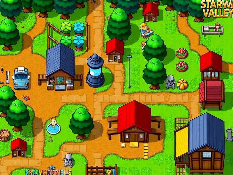 Stardew Valley Expanded Grampleton Fields overview with lush farmland and scenic views
