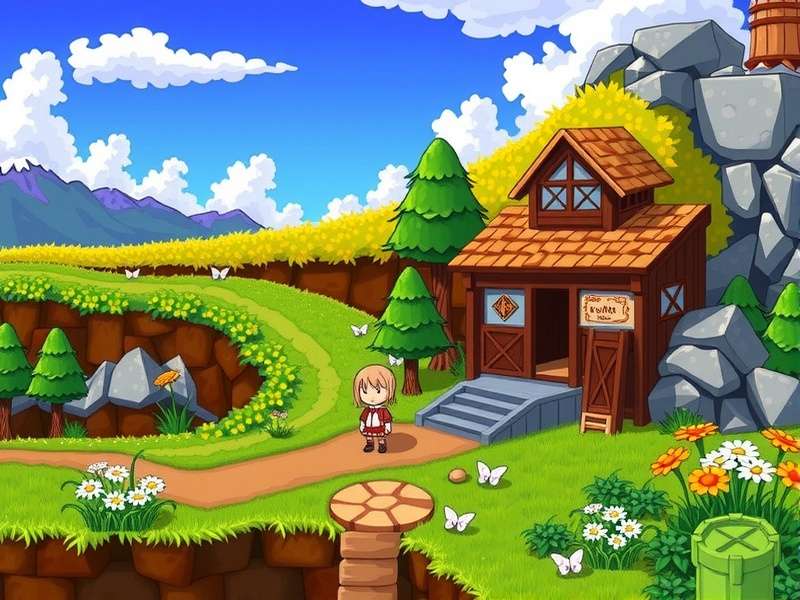 Penny from Stardew Valley sitting in her room surrounded by books and flowers