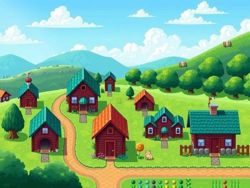 Stardew Valley Expanded Community Center interior with all bundle rooms visible, featuring the iconic golden scrolls and Junimo huts.